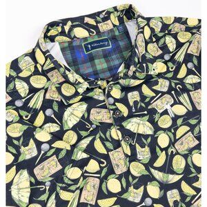 William Murray Golf Polo Men's Large Shirt Lemon Cocktail All Over Print Wicking